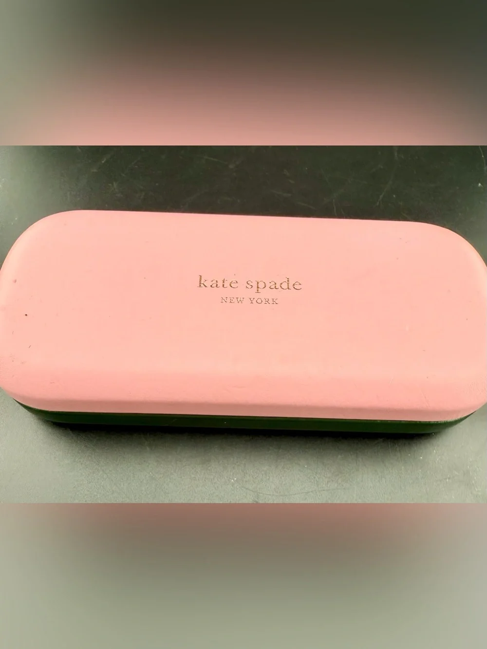 Kate Spade pink & green, hard shell eyeglass case.